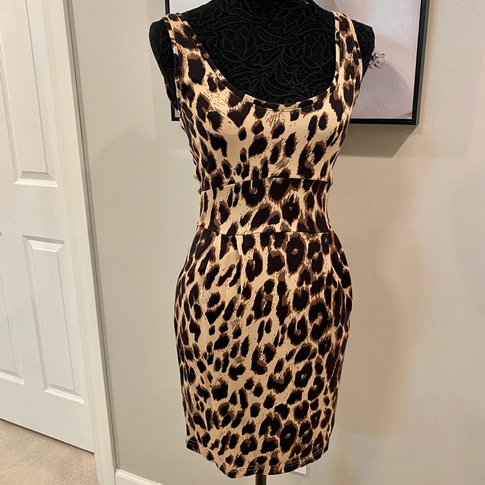 Leopard print mini dress